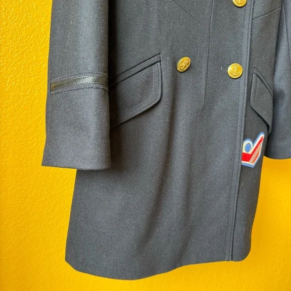 Coach 1941 Naval Officer Double Breasted Navy Wool Pea Coat with jeweled patches - Picture 4 of 10